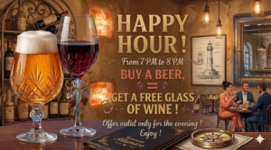 TODAY’S OFFER – HAPPY HOUR!