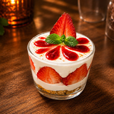 Tiramissu fraise , desserts gourmands restaurant Paris 17-Porte Maillot.